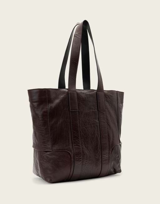 AllSaints Ares Gain leren tote tas in bordeauxrood, 3 van 4