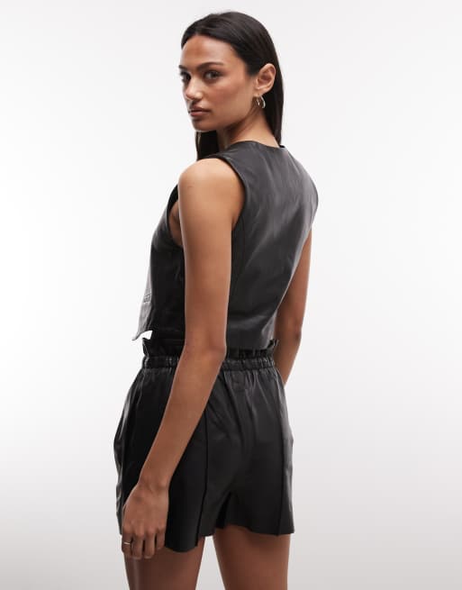 AllSaints - Arla Lea - Sort vest i lammelæder - Del af sæt, 4 af 4