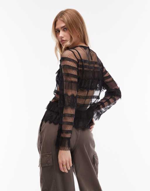 Allsaints – Arlea – Czarny tiulowy top , 4 z 4