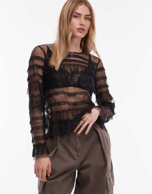 AllSaints - Arlea - Top en tulle - Noir