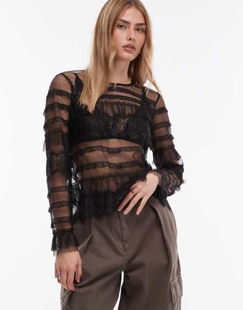 AllSaints - Arlea - Top en tulle - Noir - view 1