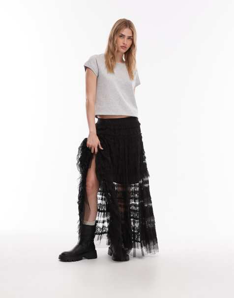 Allsaints Arlea tulle skirt in black - view 1