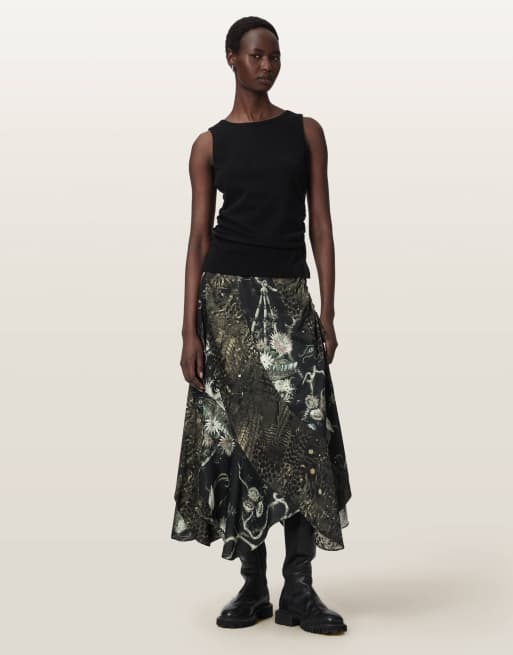 AllSaints - Arleen - Rok met print in groen, 5 van 7