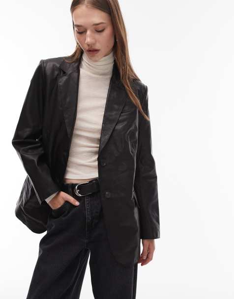 AllSaints - Arna - Blazer en cuir - Noir - view 1
