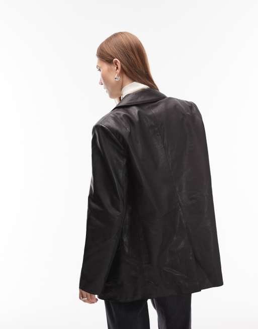 AllSaints - Arna - Leren blazer in zwart , 3 van 4