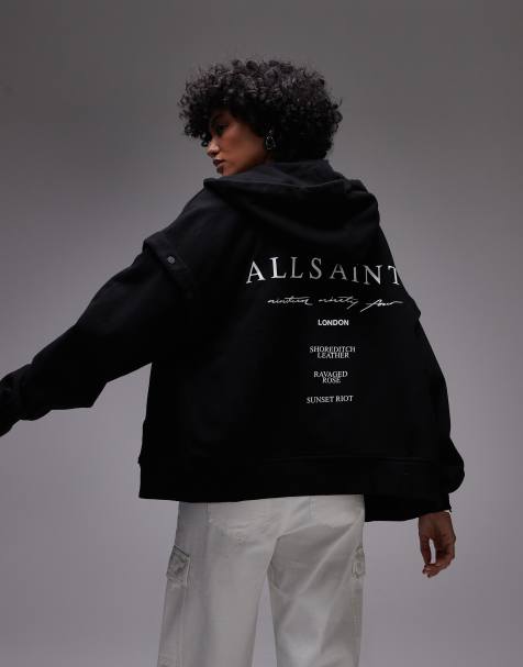 Allsaints aroma amphia hoodie in black - view 1