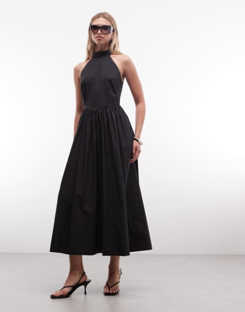 AllSaints Arora halterneck backless maxi dress in black