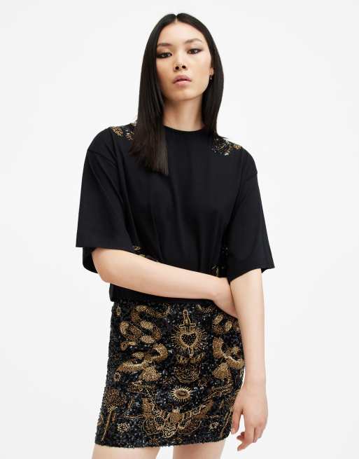 AllSaints Artia tee in black