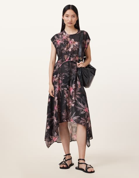 AllSaints – Arwen – Kleid in Adena-Schwarz - view 1