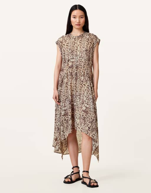 AllSaints – Arwen – Kleid in Evia-Sandweiß