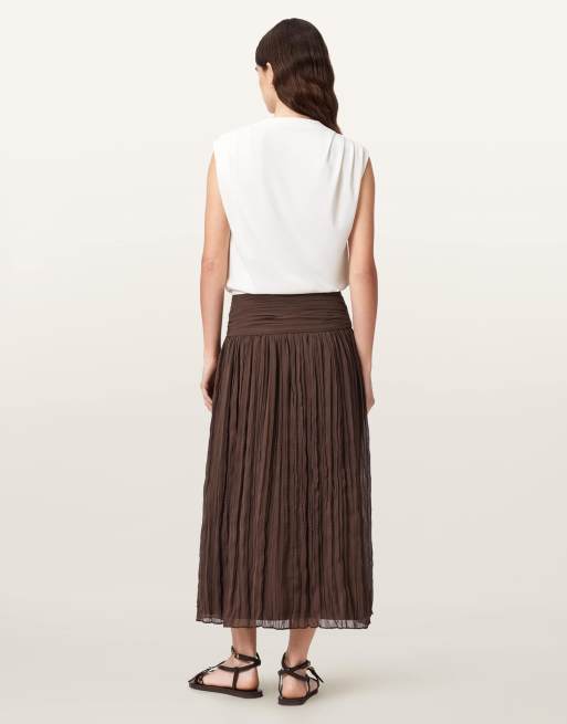 AllSaints - Asal - Maxi rok in bruin, 2 van 7