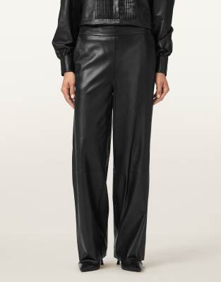 AllSaints - Ash - Hose aus Leder in Schwarz