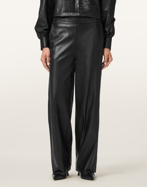 AllSaints – Ash – Hose aus Leder in Schwarz - view 1