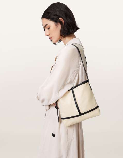 AllSaints - Asha - Mini tote tas van canvas in gebroken wit - view 1