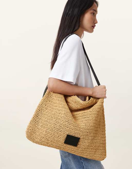 AllSaints - Asha - Sac porté épaule en papier - Naturel