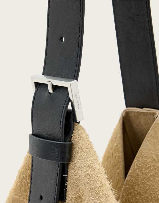 AllSaints - Asha - Sahara-hvid skuldertaske i ruskind, 4 af 4