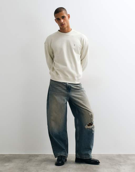 AllSaints Asher logga sweatshirt med rund halsringning i off white, 4 av 5