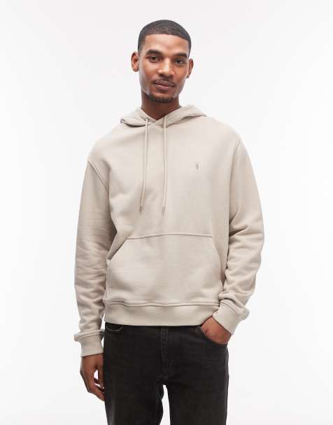 AllSaints Asher logo hoodie in sand - view 1