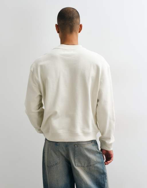 AllSaints Asher logo sweatshirt med rund hals i råhvid, 5 af 5