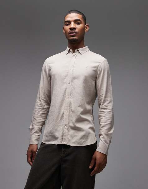 AllSaints Ashi long sleeve shirt in sand
