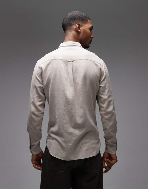 AllSaints Ashi long sleeve shirt in sand, 3 of 5