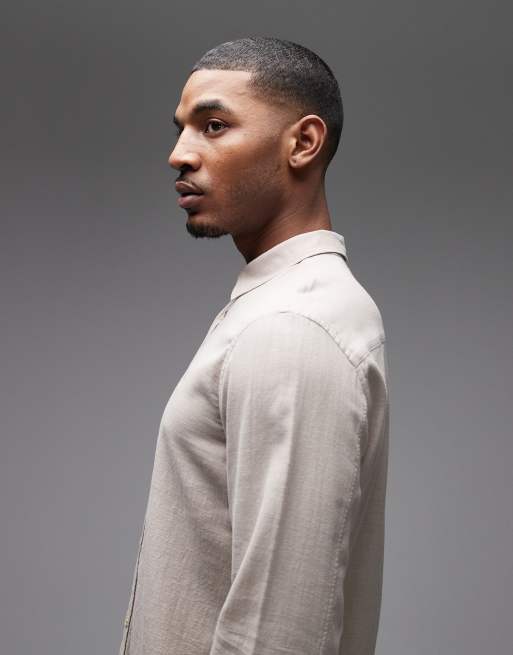 AllSaints Ashi long sleeve shirt in sand, 4 of 5