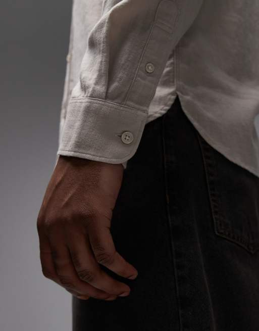 AllSaints Ashi long sleeve shirt in sand, 5 of 5