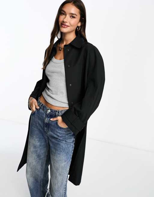 AllSaints Ashtina long trench coat in black