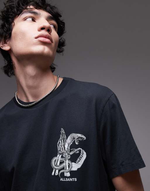 AllSaints Asp back graphic t-shirt in washed black | ASOS