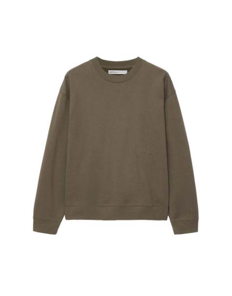 AllSaints Aston de cuello redondo en caqui lavado - view 1