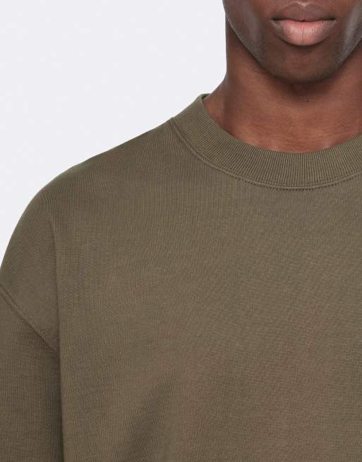 AllSaints Aston de cuello redondo en caqui lavado, 3 de 7