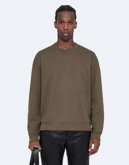 AllSaints Aston de cuello redondo en caqui lavado, 5 de 7
