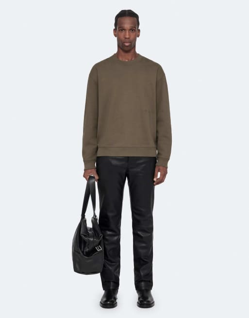 AllSaints Aston de cuello redondo en caqui lavado, 6 de 7