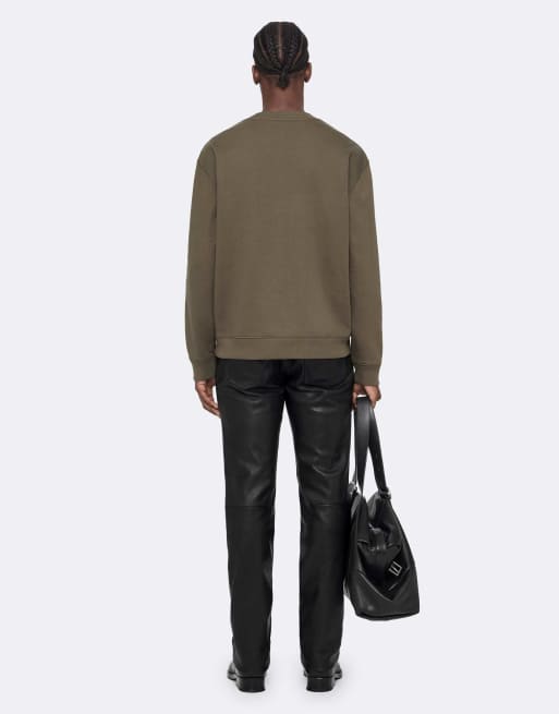 AllSaints Aston trui met ronde hals in gewassen kaki, 2 van 7