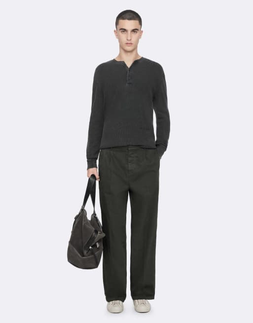 AllSaints Aston weite Chino in Flaschengrün, 3 von 6