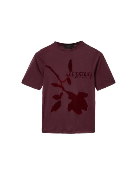 AllSaints Athea transparentes T-Shirt in Burgunderrot - view 1