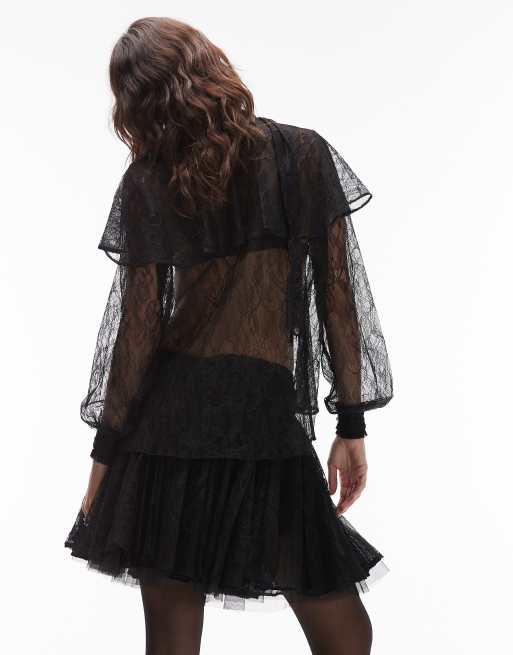 AllSaints – Athena – Czarna koronkowa koszula w stylu boho, 2 z 4