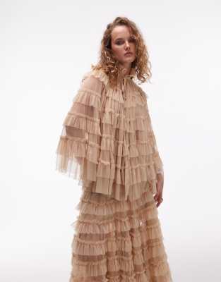 AllSaints Allsaints aude ruffle cape top in blush pink