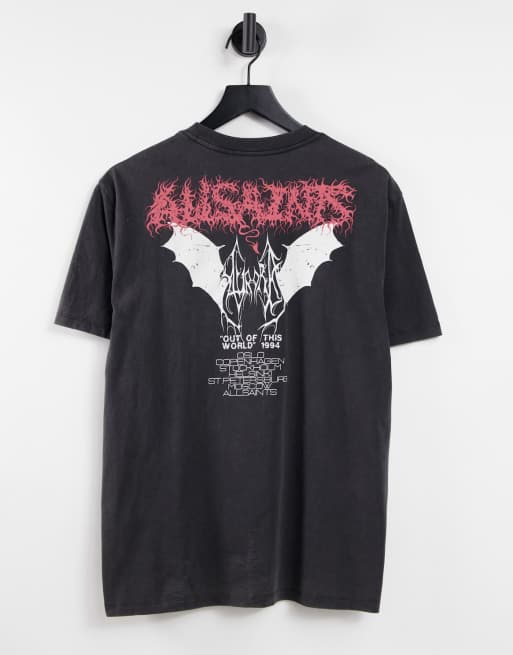 Allsaints aurocide central logo t-shirt in black | ASOS