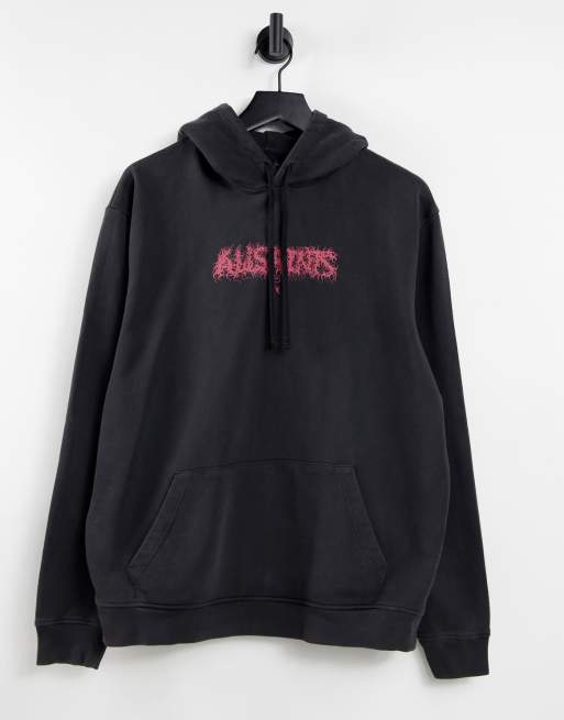 AllSaints aurocide overhead hoodie in black | ASOS