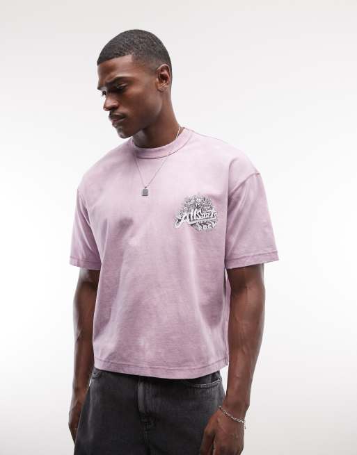 AllSaints - Avalon - T-shirt effet tie-dye à manches courtes et logo graphique imprimé au dos - Rose, 3 de 5