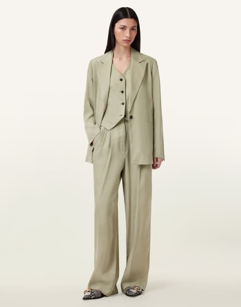 AllSaints - Averie - Broek van tencel in saliegroen - view 1