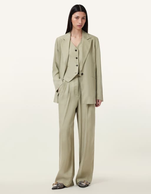 AllSaints - Averie - Broek van tencel in saliegroen