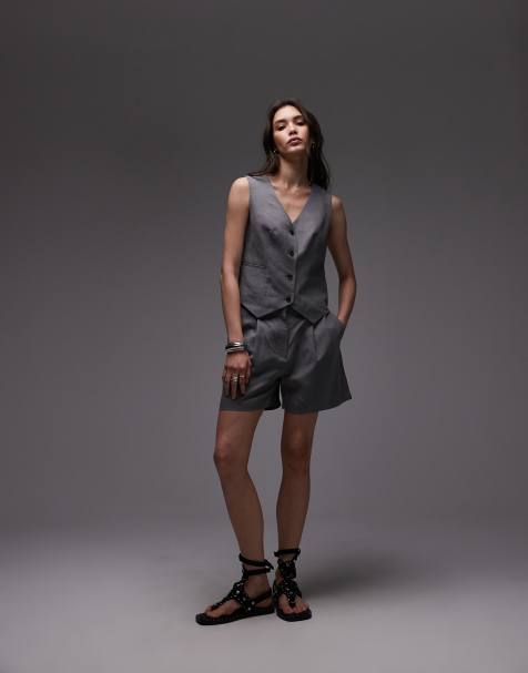 Allsaints averie lin waistcoat in grey