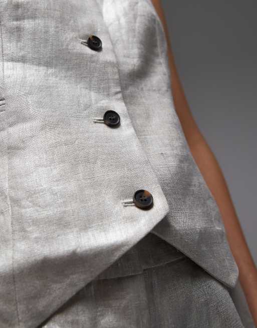 Allsaints Averie metallic tailored waistcoat in silver grey - GREY, 4 of 4