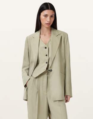 AllSaints - Averie - Tencel-Blazer in Salbeigrün