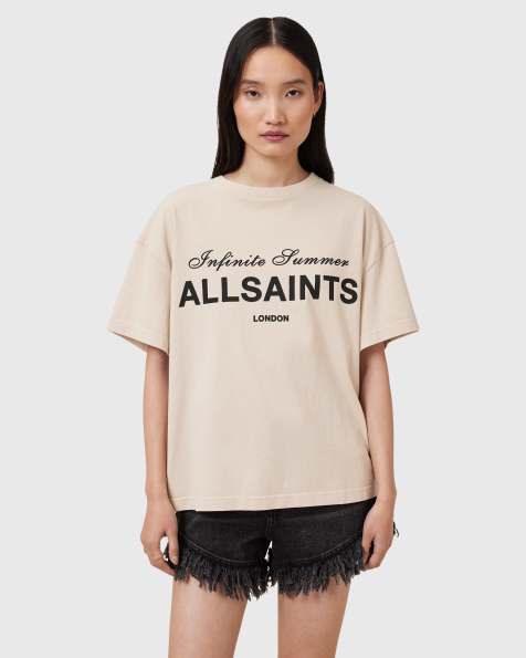 AllSaints - Avri - T-shirt in cementgrijs - view 1