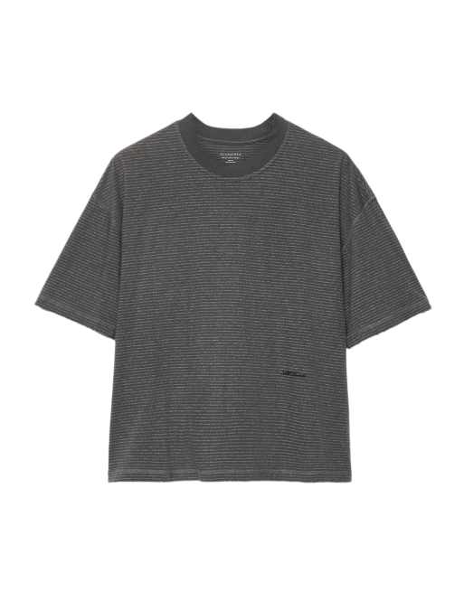 AllSaints Axel Kurzarm-Rundhalsshirt in Grau/Weiß, 2 von 6