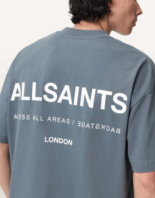 AllSaints - Backstage - Camiseta azul lunar de manga corta con cuello redondo, 6 de 7