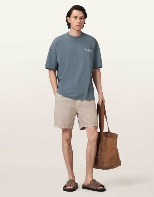 AllSaints – Backstage – Kurzärmliges T-Shirt in Mondblau mit Rundhalsausschnitt, 2 von 7